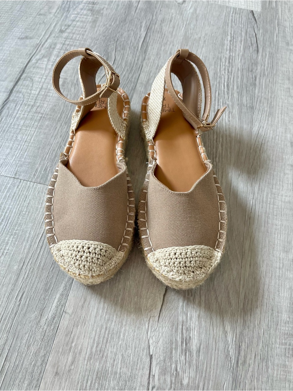 Women’s Tan Espadrille Ankle-Strap Flats